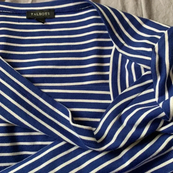 Talbots 100% soft Pima cotton,  3/4 sleeve T-shirt w boat neck,  Nautical - Picture 6 of 7